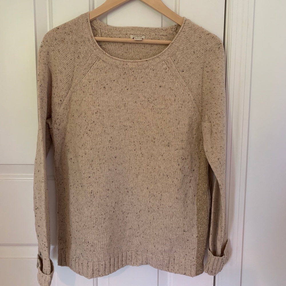 J Crew Tan Sweater w/ Gold Accents | Size M